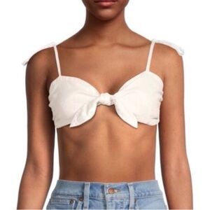 DL1961 WHITE LINEN TIE FRONT CROP TOP SMALL